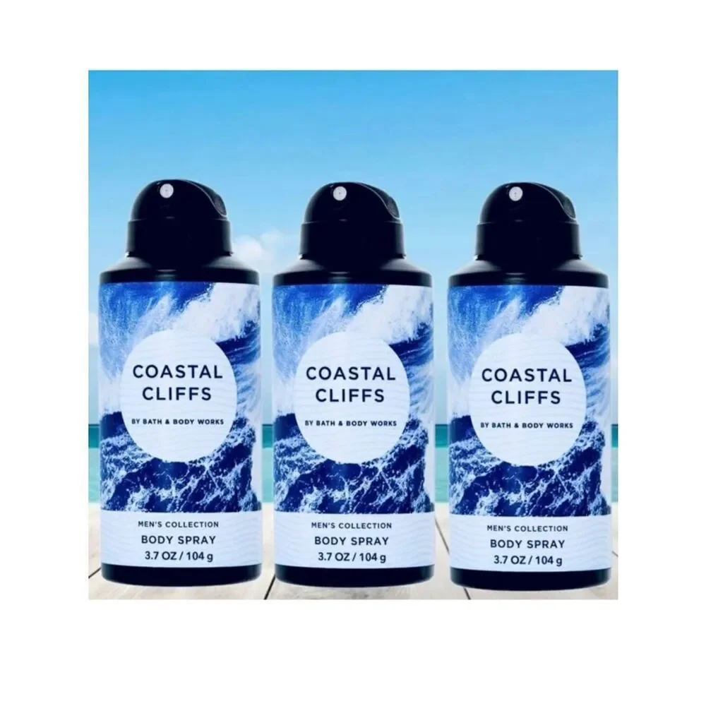 NWT Bath & Body Works Pack of 3 COASTAL CLIFFS Men Collection Body Spray Cologne